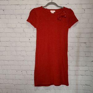 Girl's Pink Angel pullover red sparkly sweater dress